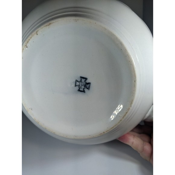 Antique White Ironstone Chamber Pot Potty No Lid Unique Shape Planter Flower Pot - Picture 7 of 9